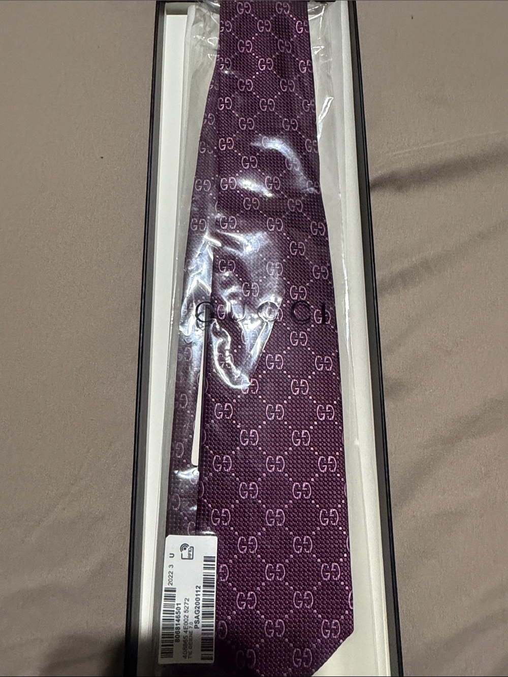 Gucci Purple GG Monogram Silk Tie